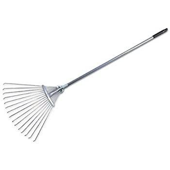 Galvanized 58.3 Inch Adjustable Metal Rake Tool for Garden Lawn Leaf Care and Maintenance