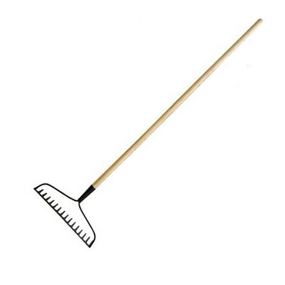 Garden Rake with Long Wooden Handle and Corrosion-Resistant Steel Head