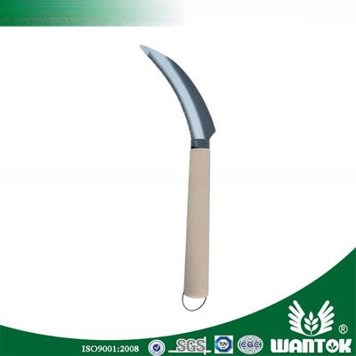 DIY Grade Mini Sickle with Wooden Handle and Metal Ring on Handle End