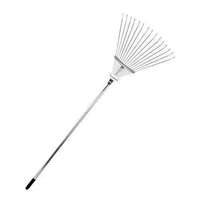 Galvanized 58.3 Inch Adjustable Metal Rake Tool for Garden Lawn Leaf Care and Maintenance
