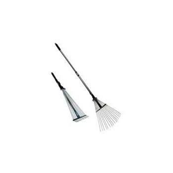 Galvanized 58.3 Inch Adjustable Metal Rake Tool for Garden Lawn Leaf Care and Maintenance