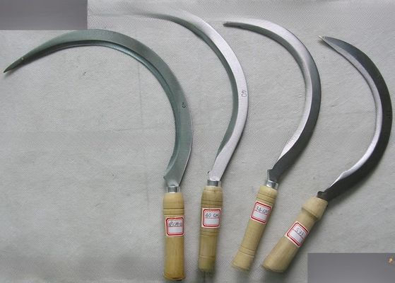 45cm Uncoated Steel Blade Sickle for Garden Agriculture Harvesting Wooden Handle